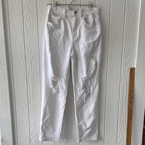 Willow and Root The Dad Jean White Distressed Women's denim jeans sz 25